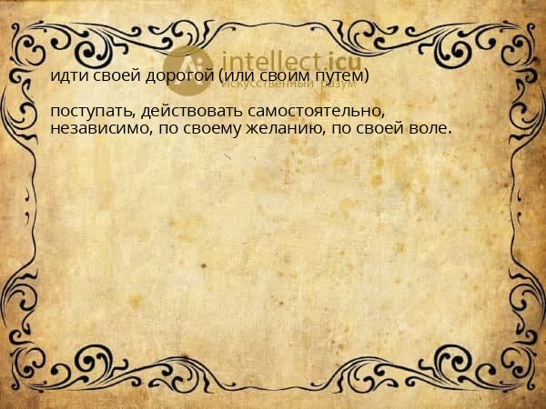 идти своей дорогой (или своим путем)