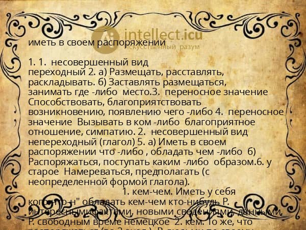 иметь в своем распоряжении