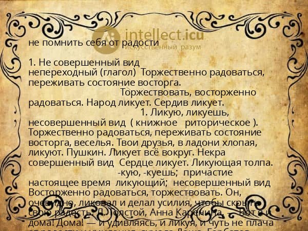 не помнить себя от радости