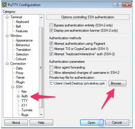 PuTTY: доступ по SSH через файл-ключ RSA (открытый и закрытый ключи)