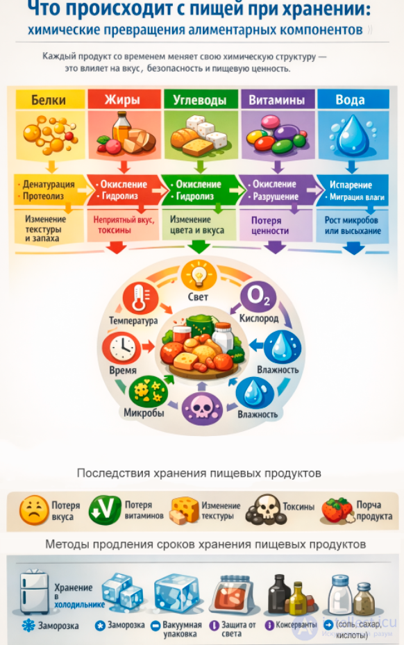 Химические превращения алиментарных компонентов пищи в процессе ее хранения