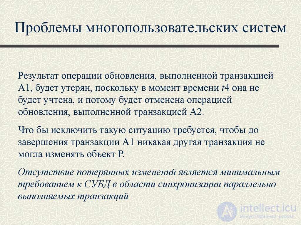 Лекция 10. Управление транзакциями, сериализация транзакций Понятия и презентация