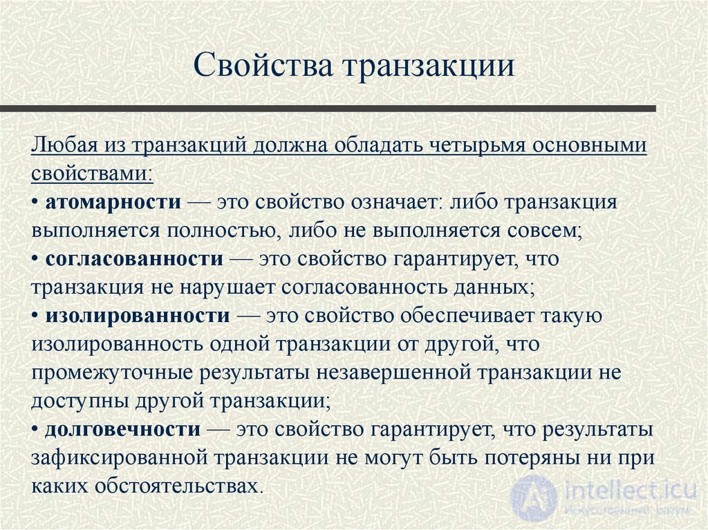 Лекция 10. Управление транзакциями, сериализация транзакций Понятия и презентация