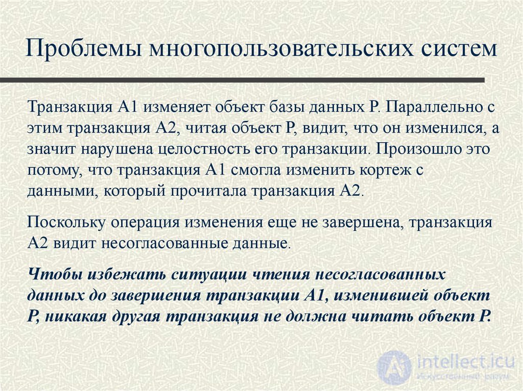 Лекция 10. Управление транзакциями, сериализация транзакций Понятия и презентация