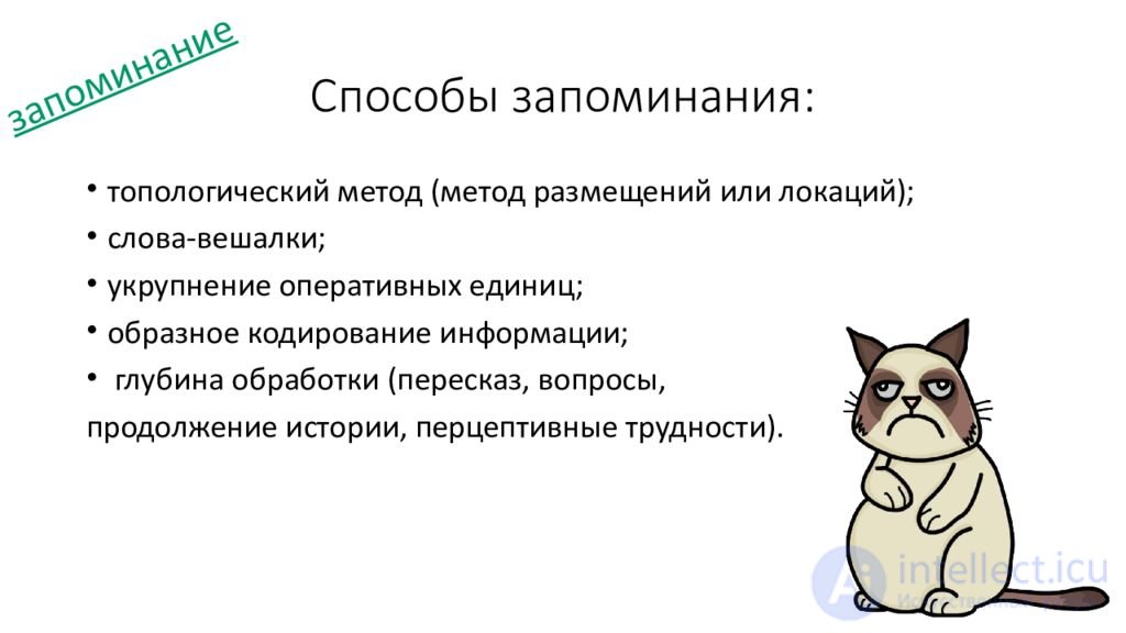 10.   Память, запоминание, сохранение, воспроизведение, узнавание  - как психические процессы, виды, развитие и патология