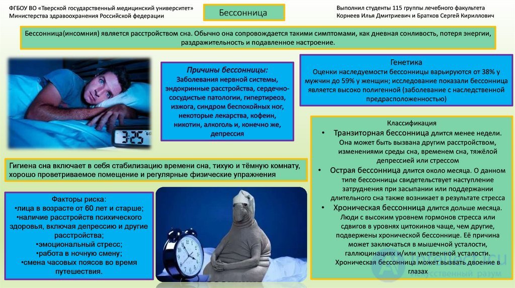 Бессонница как расстройство сна - Классификация, причины, Последствия, лечения