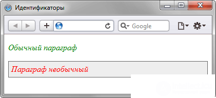 Идентификаторы  в CSS