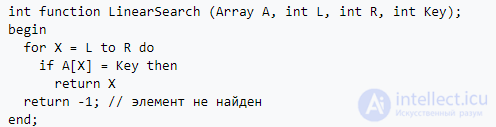 Линейный поиск  — алгоритм нахождения и пример на языках C++, Swift 3, PHP, pascal