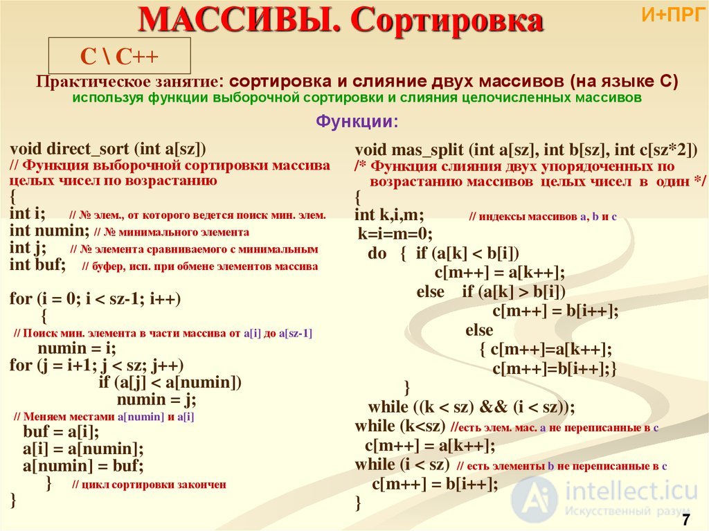 Сортировка в языке Си