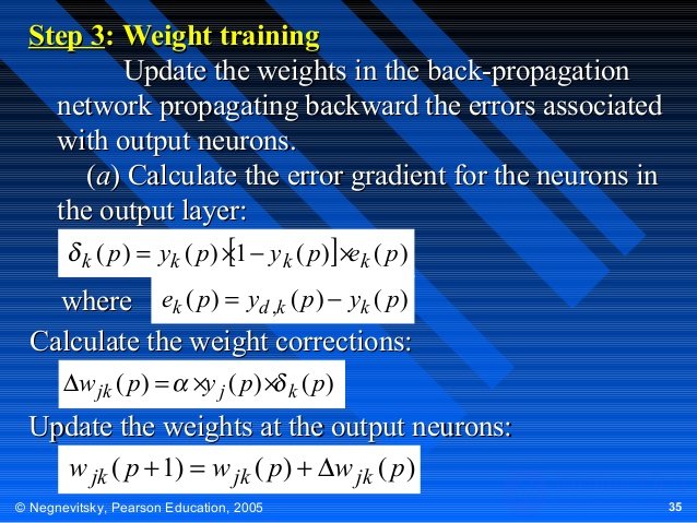 Step 3: Weight training
Update the weights in the back-propagation
network propagating backward the errors associated
with...