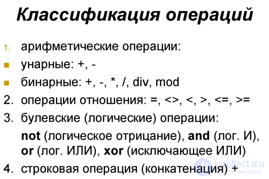 Операции в математике- арифметические, логические и в математическом анализе