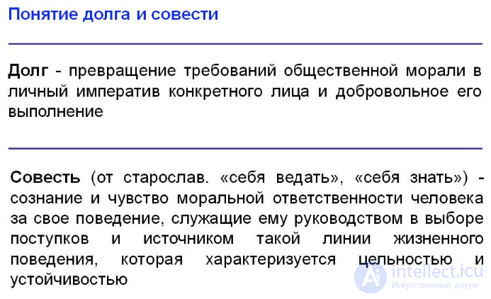 Категории этики- добро и зло , счастье и смысл жизни, достоинство и честь, долг и совесть