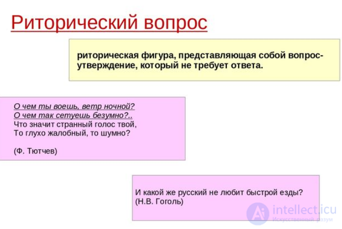 Риторический вопрос(эротема), восклицание и риторическое обращение как риторическая фигура речи