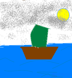 A ship in the open sea