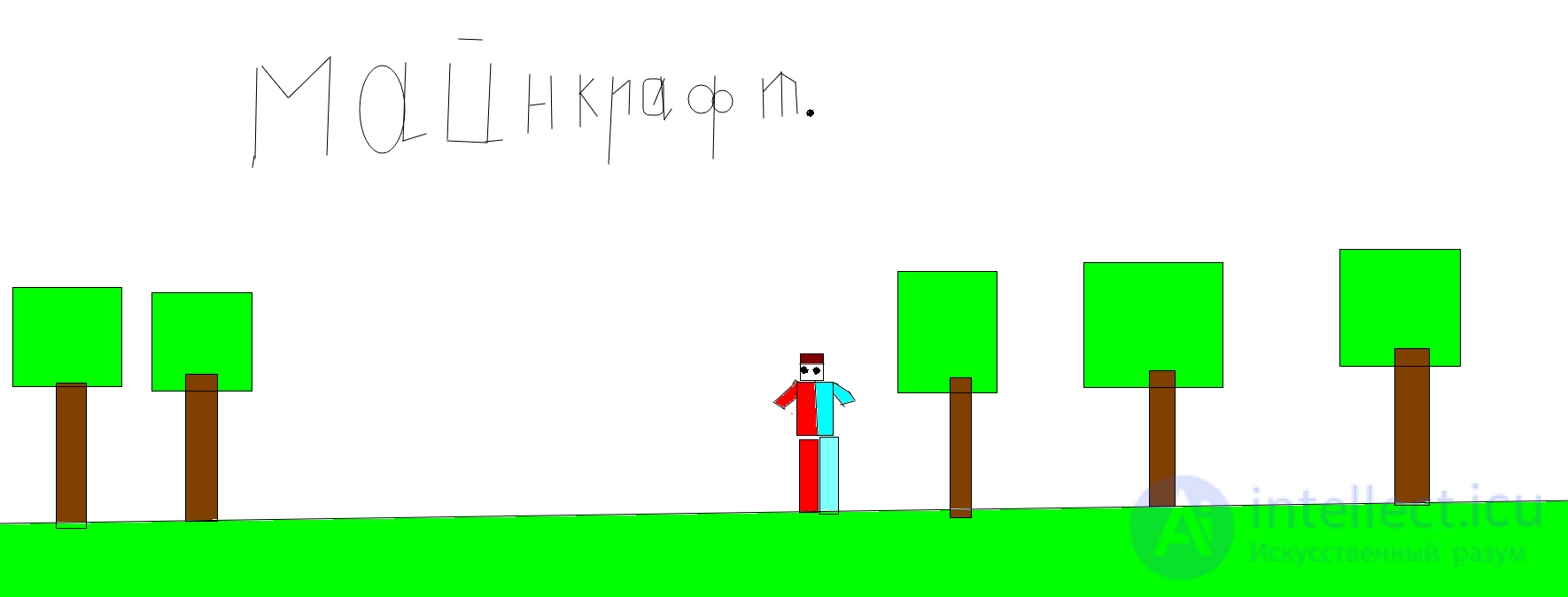 Minecraft trees and people