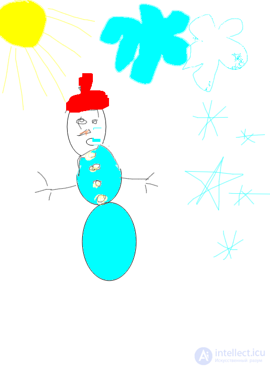 Blue snowman in the sun