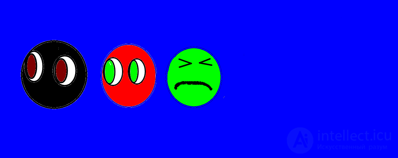 Black, red and green emoticons